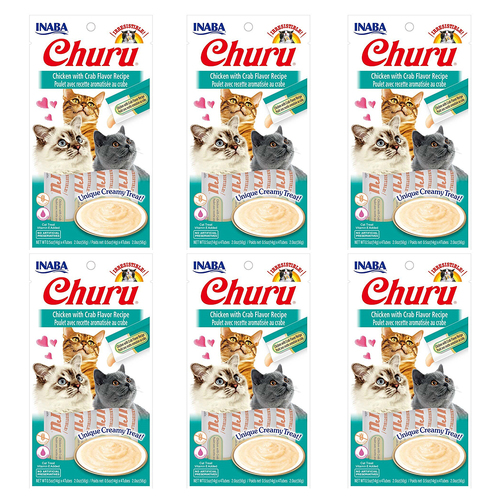6PK Inaba Churu Chicken w/ Crab Flavour Recipe Cat/Kitten Pet Food Pack