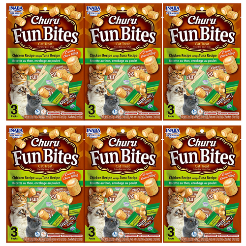 6PK Inaba Churu Fun Bites Chicken Recipe Wraps Tuna Recipe Cat Pet Food Pack