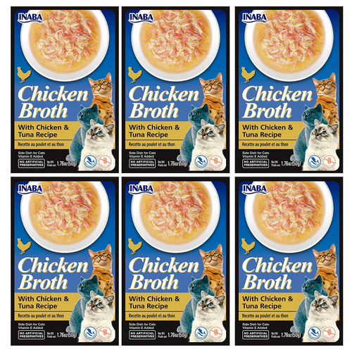 6PK Inaba 50g Chicken Broth & Tuna Flacour Cat/Kitten Pet Food Pack
