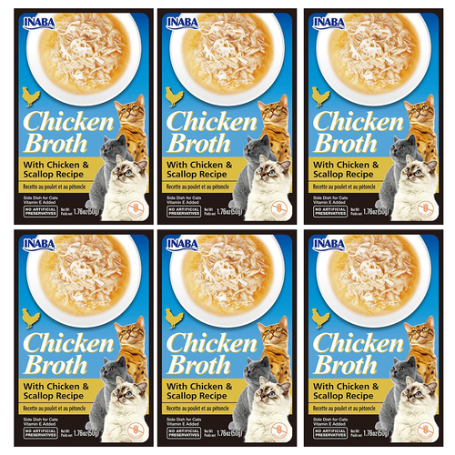 6PK Inaba Chicken Broth Chicken & Scallop Flavour Cat/Kitten Pet Food Pack