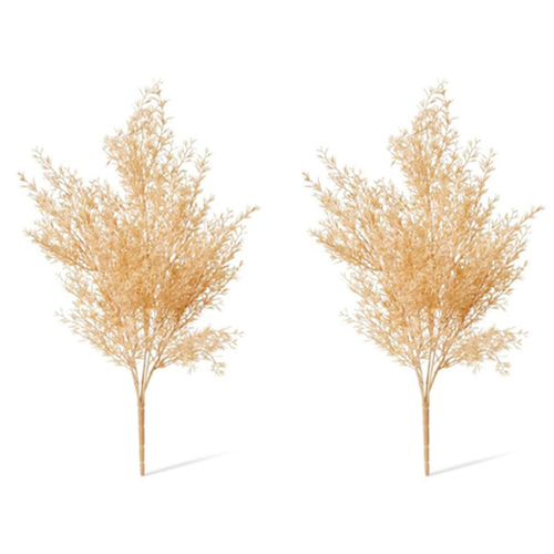 2PK E Style 53cm Artificial Plastic Tea Leaf Bush - Cream