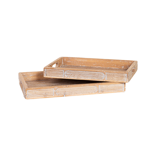 2pc DWBH 30x45cm Wood Tray Serving Platter Home Decor