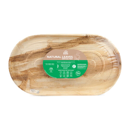 3pc Eco SouLife Compostable Areca Nut Leaf Large Serving Trays 56cm