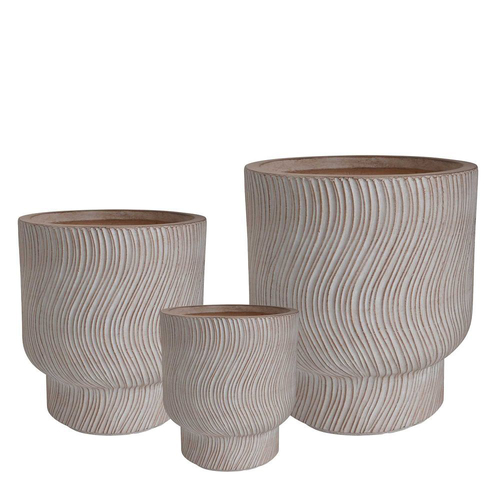 3pc Belle Aspen MGO Flower Pot/Planter Home Decor - White Wash
