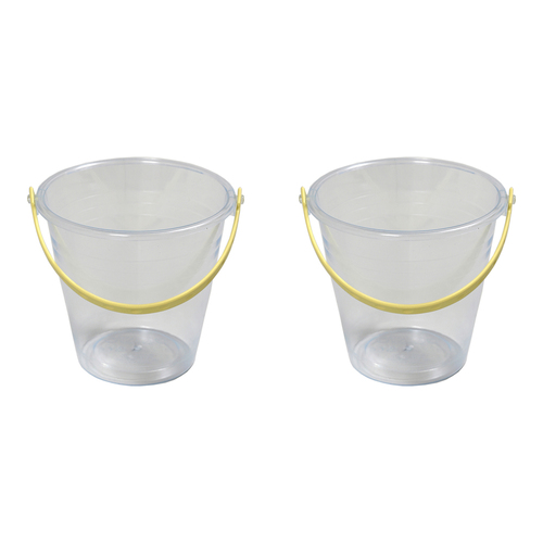 2x Plasto 15cm Small Transparent Bucket Sand Pit Toy Kids 1y+