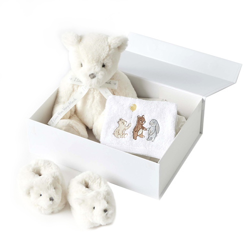 3pc Jiggle & Giggle Cream Teddy Baby/Infant Hamper Gift Set 0y+