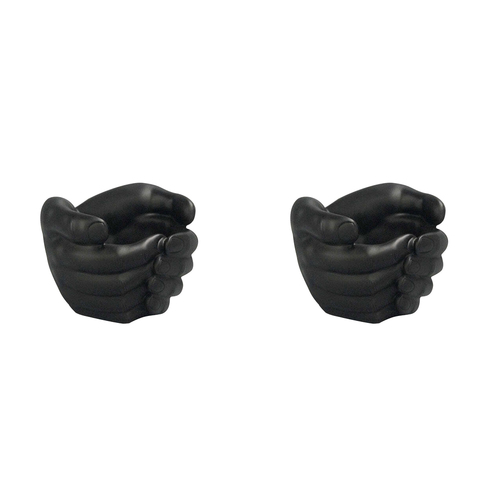 2PK White Moose Resin Hand Planter Vase/Pot Home Decor - Black