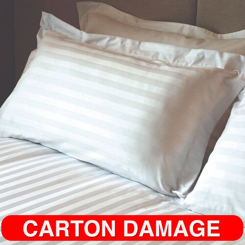 Jason Commercial Satin Stripe King Pillow Case Tailored 50x90cm White