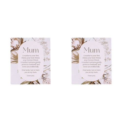 2PK Splosh Palm Cove Ceramic Mum Verse Plaque Home Decor 12x14cm
