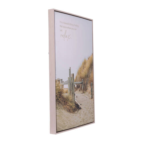 Splosh Palm Cove Beach Path Framed Canvas Wall Art 94x64cm