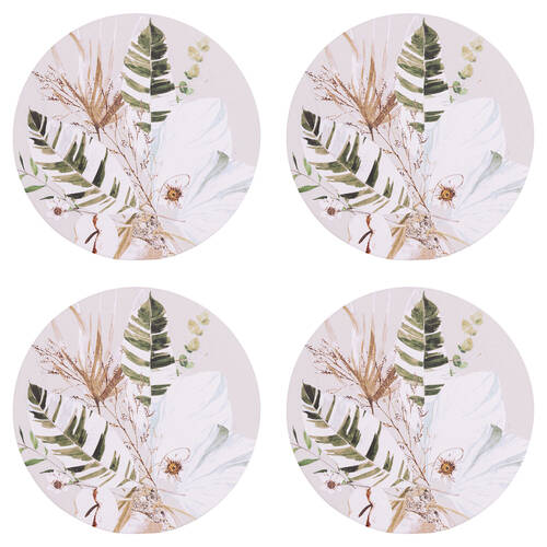 4PK Splosh Palm Cove Greenery Ceramic Coaster 10.5cm Round