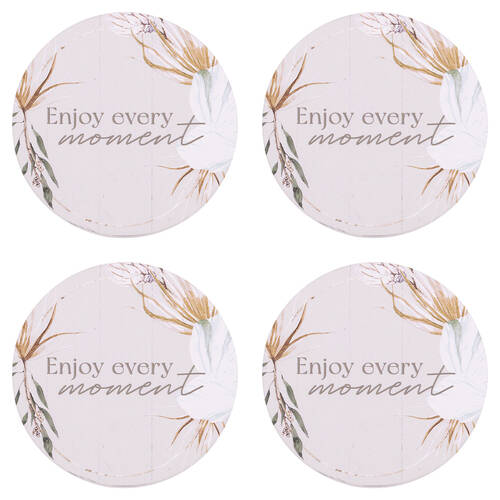 4PK Splosh Palm Cove Enjoy Ceramic Coaster 10.5cm Round