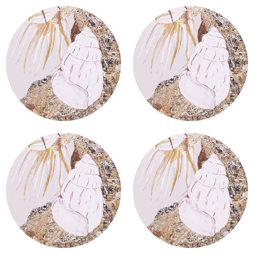 4PK Splosh Palm Cove Seashell Ceramic Coaster 10.5cm Round