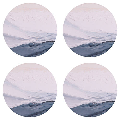 4PK Splosh Palm Cove Waves Ceramic Coaster 10.5cm Round