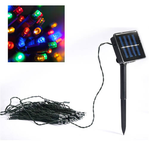 Outdoor/Indoor 100 LED Christmas Decoration/Party Lights w/Solar Panel Coloured