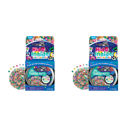 2PK Crazy Aarons Thinking Putty Party Animals Hide Inside Toy 10cm 3y+