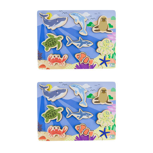 2x 8pc Koala Dream Sea Animals Wooden Chunky Puzzle/Toy 12m+