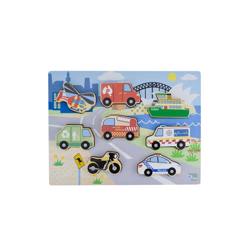 Koala Dream Wooden Chunky Aussie Transport Vehicle Kids Toy Puzzle 12m+