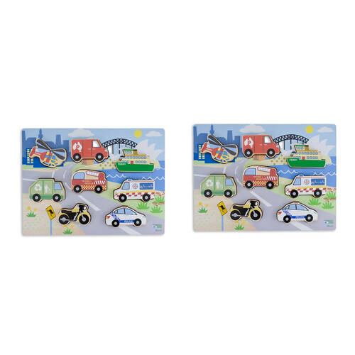 2PK Koala Dream Wooden Chunky Aussie Transport Vehicle Kids Toy Puzzle 12m+