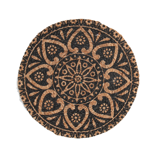 4PK DWBH 38cm Jute Printed Placemat Kitchen Table Mat - Black