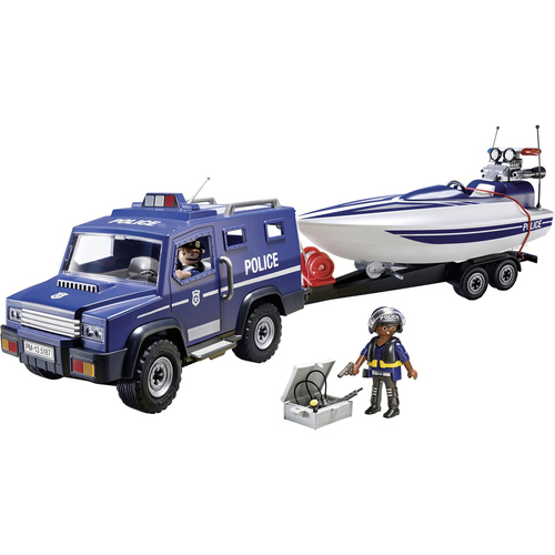 Playmobil Police Truck with Speedboat Kids/Childrens Toy Playset 4+