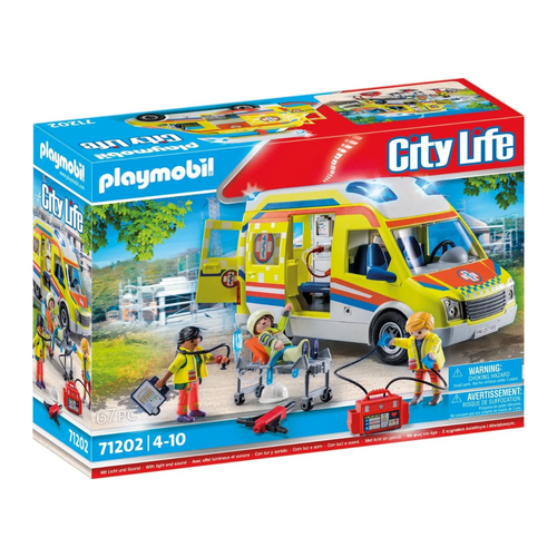 67pc Playmobil Ambulance Kids Play Set w/ Lights & Sound 4y+