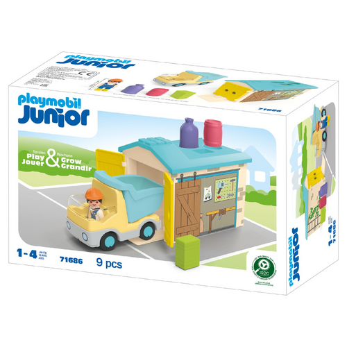 9pc Playmobil 39x29cm Junior Construction Truck Kids Play Set 1y+