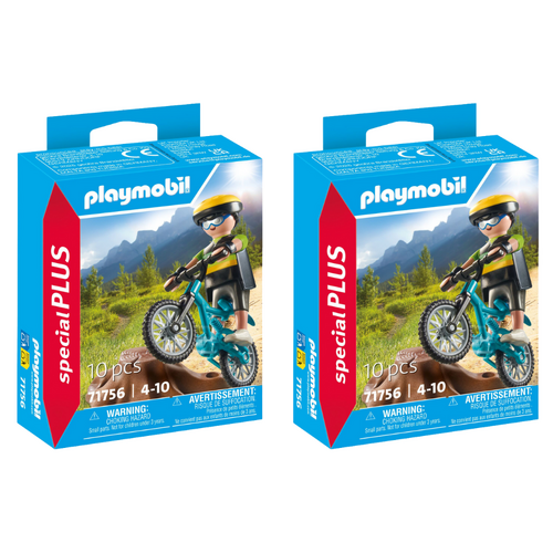 2x 10pc Playmobil 21x15cm Mountain Biker Kids Action Figure Play Set 4y+