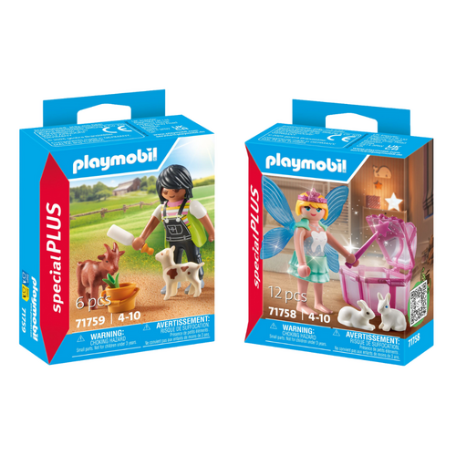 2pc Playmobil Tooth Fairy & Woman w/ Goats Action Figure Combo Set 4y+
