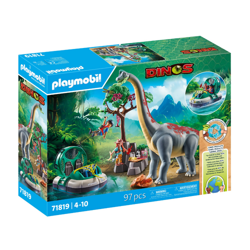 97pc Playmobil Brachiosaurus w/ Hovercraft Kids Action Figure Toy 4y+