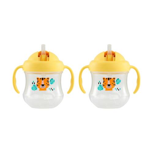 2PK Pigeon Magmag Silicone Straw Baby Cup Yellow Easy Grip 200ml 8m+