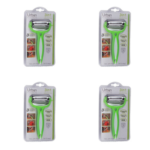 4PK Home Expression Stainless Steel 3n1 Peeler Easy to Use & Efficient 9x16cm