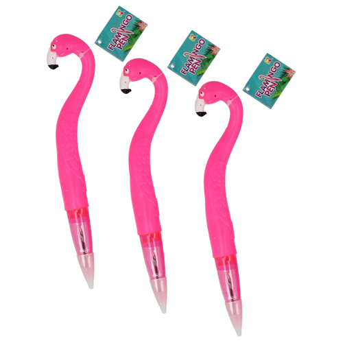 3PK Fumfings Novelty Flamingo Pens 23cm
