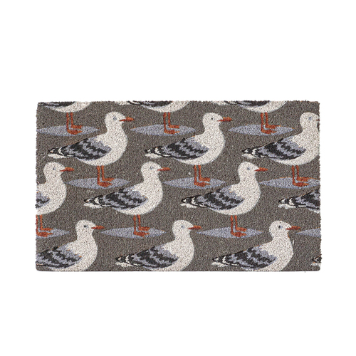 Rayell 75x45cm Coir Rectangle Seagull Party Doormat - Grey