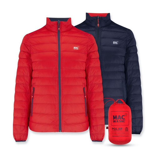Mac In A Sac Adult Mens Polar Reversible Down Jacket - Red/Navy - L