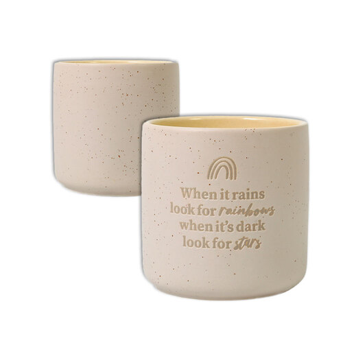 2PK Rainbow Positive Affirmations Ceramic Planter Pot w/Drainage