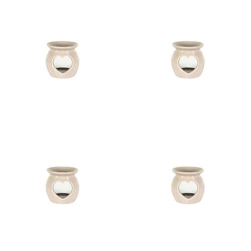 4PK Jemark 8cm Oil Burner - Heart Cut Out Assorted Grey/Black/White
