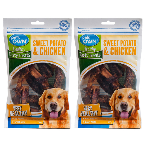 2PK Pets Own Sweet Potato & Chicken Healthy Tasty Dog Treats 150g