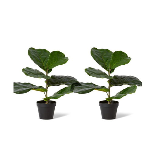 2PK E Style 42cm Plastic Fiddle Artificial Potted Plant - Green