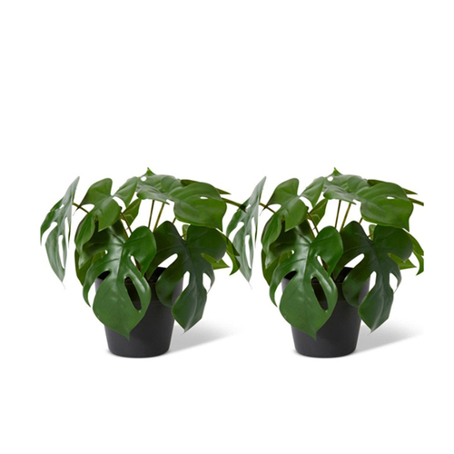 2PK E Style 30cm Monstera Artificial Potted Plant - Green
