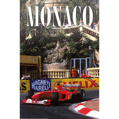 Ferrari F1 Race Car Monaco Regular Wall Poster/Print 61 x 91.5cm Red