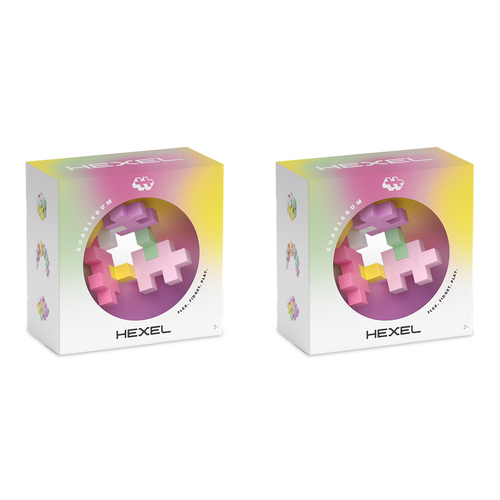 2PK Plus Plus Hexel Fidget Toy Bubblegum 6-Interconnected Blocks 3y+