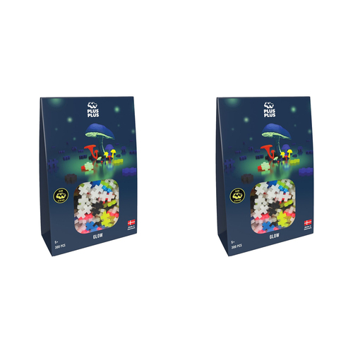 2x 300pc Plus Plus 12x18cm Glow Mix Educational 3D Puzzle 5y+