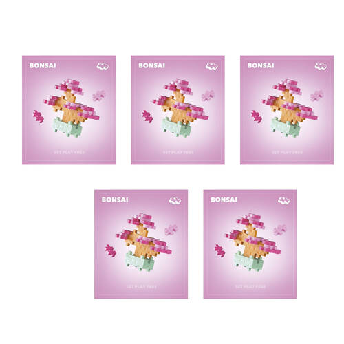 5PK Plus-Plus Plant Packs Building Toy Pink Bonsai Kids 5y+