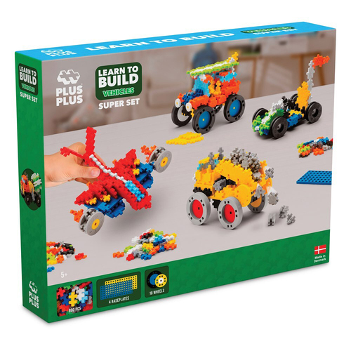 800pc Plus Plus Learn to Build Vehicles Super Set Building Toy 5y+