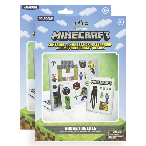 2PK Paladone Minecraft Gadget Decals Sticker Sheet Set 8y+