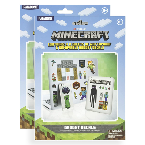 2PK Paladone Minecraft Gadget Decals Sticker Sheet Set 8y+