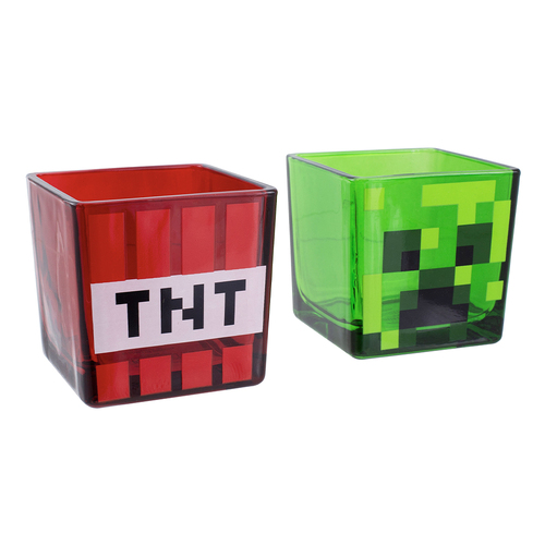 Minecraft Creeper & TNT Glass Tumblers Drinking Glasses