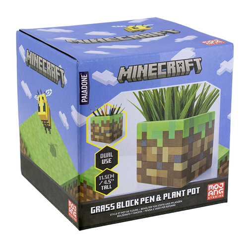 Paladone 11cm Minecraft Grass Ceramic Block Pen & Plant Pot