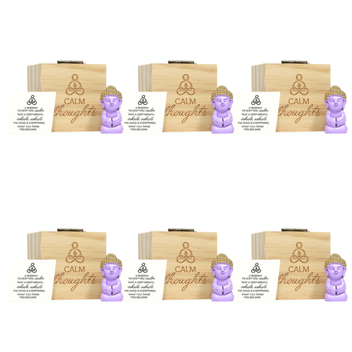 6PK Splosh Calm Pocket Promise Buddha Poly Statue w/ Box 6cm